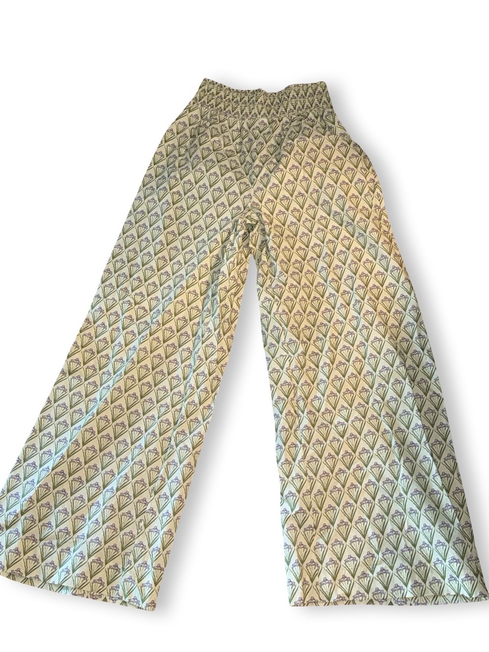 Green Patterned Wide-Leg Knit Pants - Picture 2 of 5